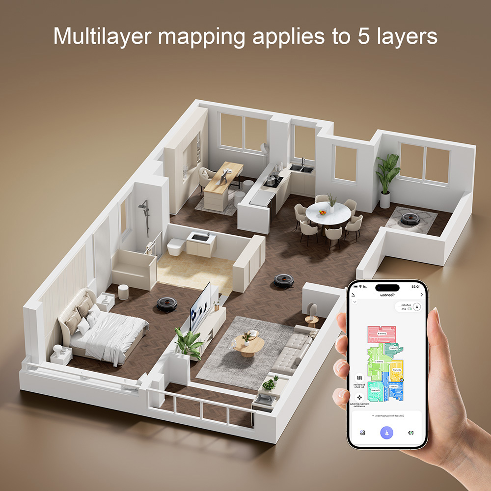 Teendow D10S Roboterstaubsauger mit LDS Smart Navigation, 5000 Pa starke Saugkraft, Selbstaufladung, leiser Betrieb, ideal f&uuml;r Tierhaare/Teppiche/Hartb&ouml;den