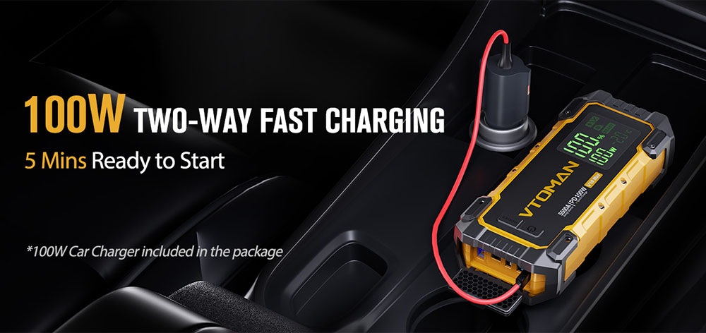 VTOMAN V10 Max 5500A 12V Starthilfeger&auml;t, 3,2'' Display, Batteriebooster f&uuml;r alle Benzin- und 12L-Dieselfahrzeuge, PD100W Schnellladung, 24000mAh Powerbank, IP65 wasser- und staubdicht