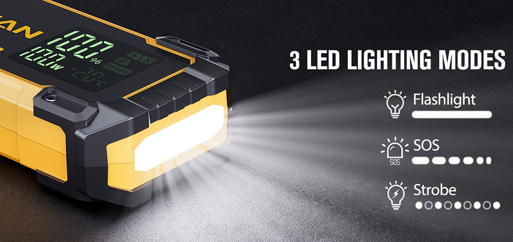 VTOMAN V10 Max 5500A 12V Starthilfeger&auml;t, 3,2'' Display, Batteriebooster f&uuml;r alle Benzin- und 12L-Dieselfahrzeuge, PD100W Schnellladung, 24000mAh Powerbank, IP65 wasser- und staubdicht