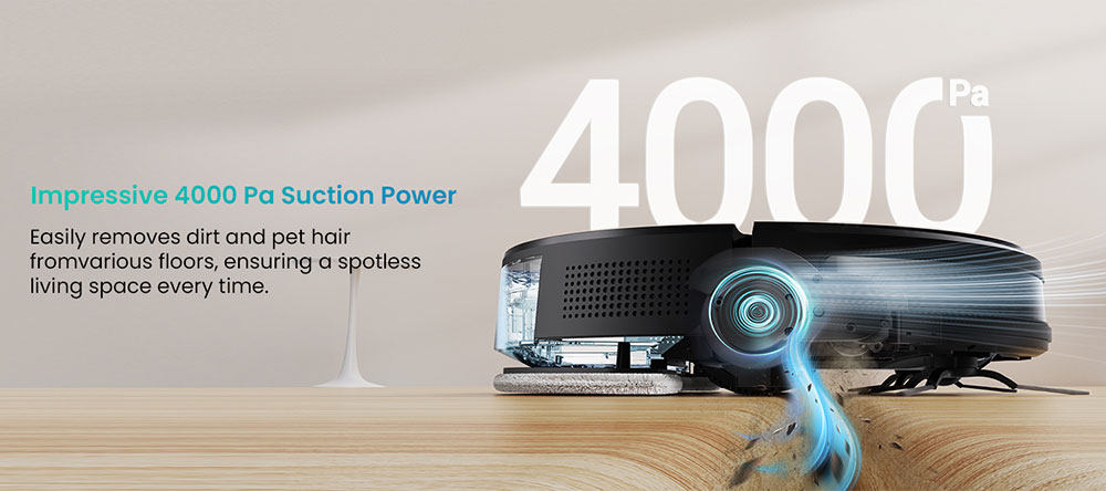 Vactidy Cleanova W7 Robot Vacuum Cleaner, 4000Pa Powerful Suction, 2-in-1 Vacuum & Mop, 120-Min Runtime, Smart APP & Voice Control, Multi-Sensor Navigation, Auto Recharge