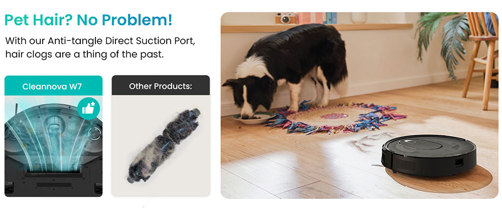 Vactidy Cleanova W7 Robot Vacuum Cleaner, 4000Pa Powerful Suction, 2-in-1 Vacuum & Mop, 120-Min Runtime, Smart APP & Voice Control, Multi-Sensor Navigation, Auto Recharge