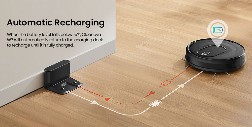 Vactidy Cleanova W7 Robot Vacuum Cleaner, 4000Pa Powerful Suction, 2-in-1 Vacuum & Mop, 120-Min Runtime, Smart APP & Voice Control, Multi-Sensor Navigation, Auto Recharge