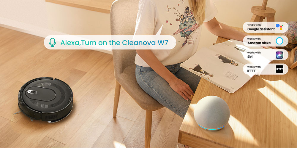 Vactidy Cleanova W7 Robot Vacuum Cleaner, 4000Pa Powerful Suction, 2-in-1 Vacuum & Mop, 120-Min Runtime, Smart APP & Voice Control, Multi-Sensor Navigation, Auto Recharge