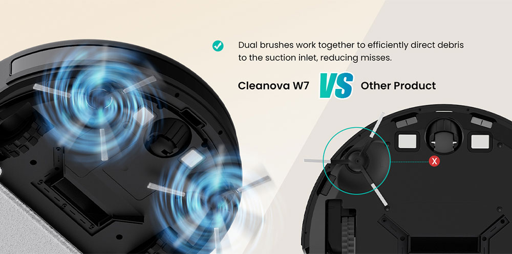 Vactidy Cleanova W7 Robot Vacuum Cleaner, 4000Pa Powerful Suction, 2-in-1 Vacuum & Mop, 120-Min Runtime, Smart APP & Voice Control, Multi-Sensor Navigation, Auto Recharge