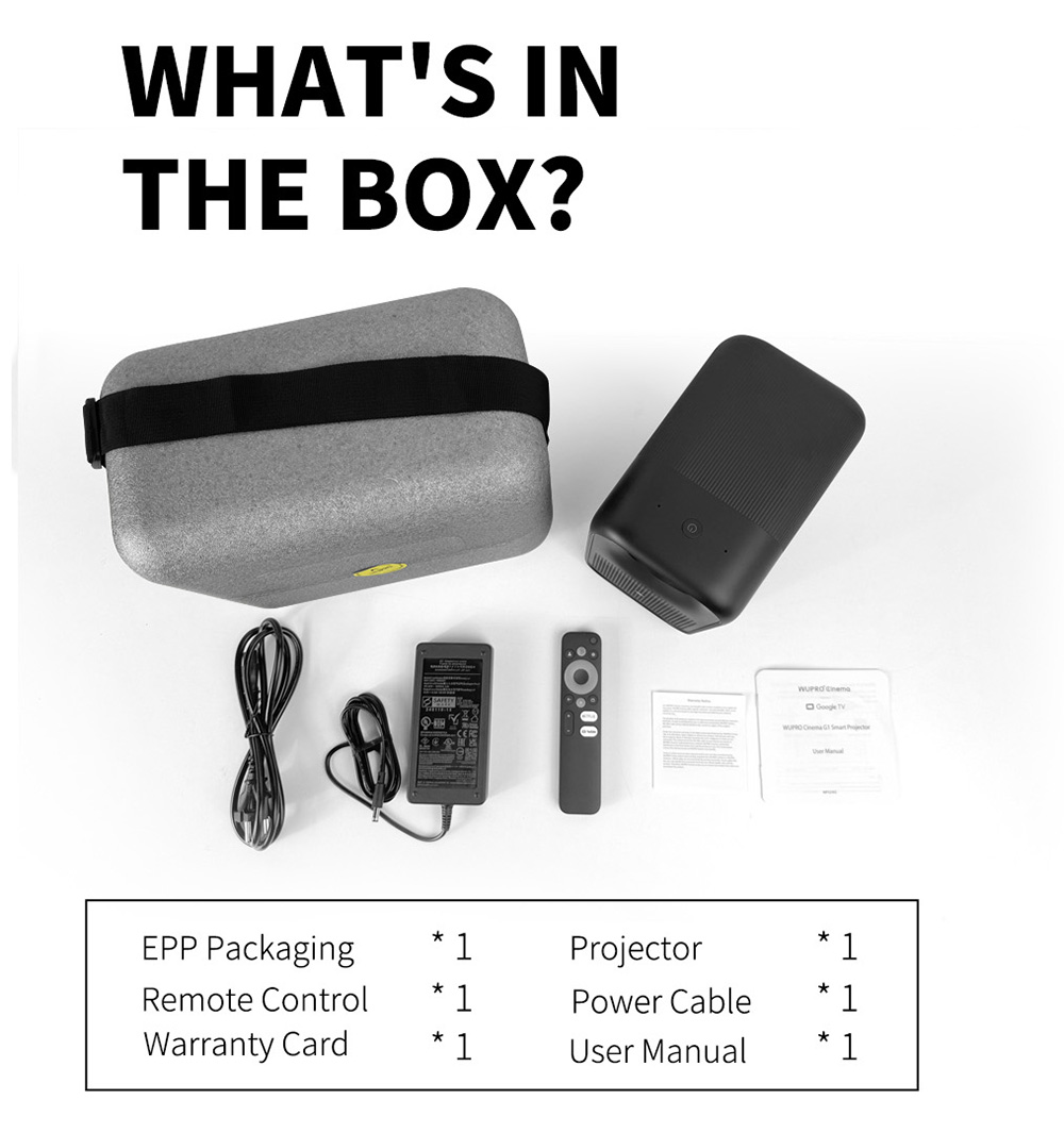 WUPRO G1 Projector, Certified Google TV & Netflix, 320 ISO Lumens, Native 1080P, 4K Supported, Auto Focus & Auto Keystone