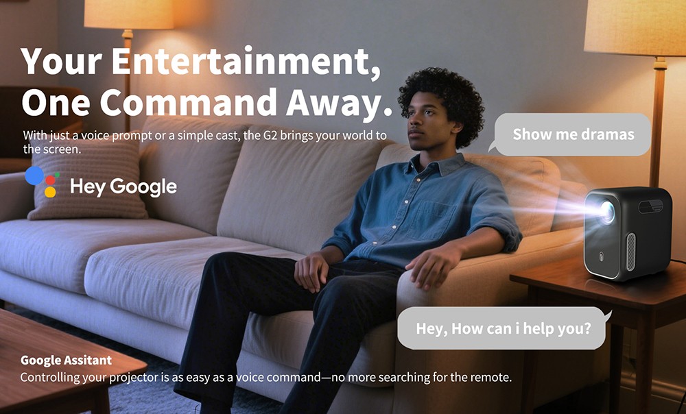 WUPRO G2 Projector, Certified Google & Netflix, Native 1080P, 200 ISO Lumens, Auto Focus & Auto Keystone