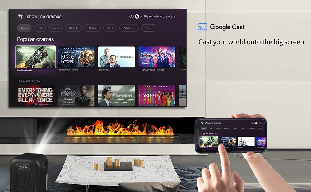 WUPRO G2 Projector, Certified Google & Netflix, Native 1080P, 200 ISO Lumens, Auto Focus & Auto Keystone