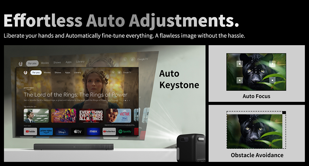 WUPRO G2 Projector, Certified Google & Netflix, Native 1080P, 200 ISO Lumens, Auto Focus & Auto Keystone