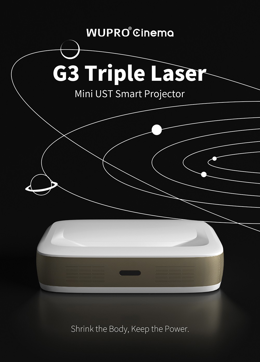 WUPRO G3 Mini UST Laser Projector,  Android TV & Google TV, 600 ANSI, Native 1080P, Auto Focus & Auto Keystone - Black