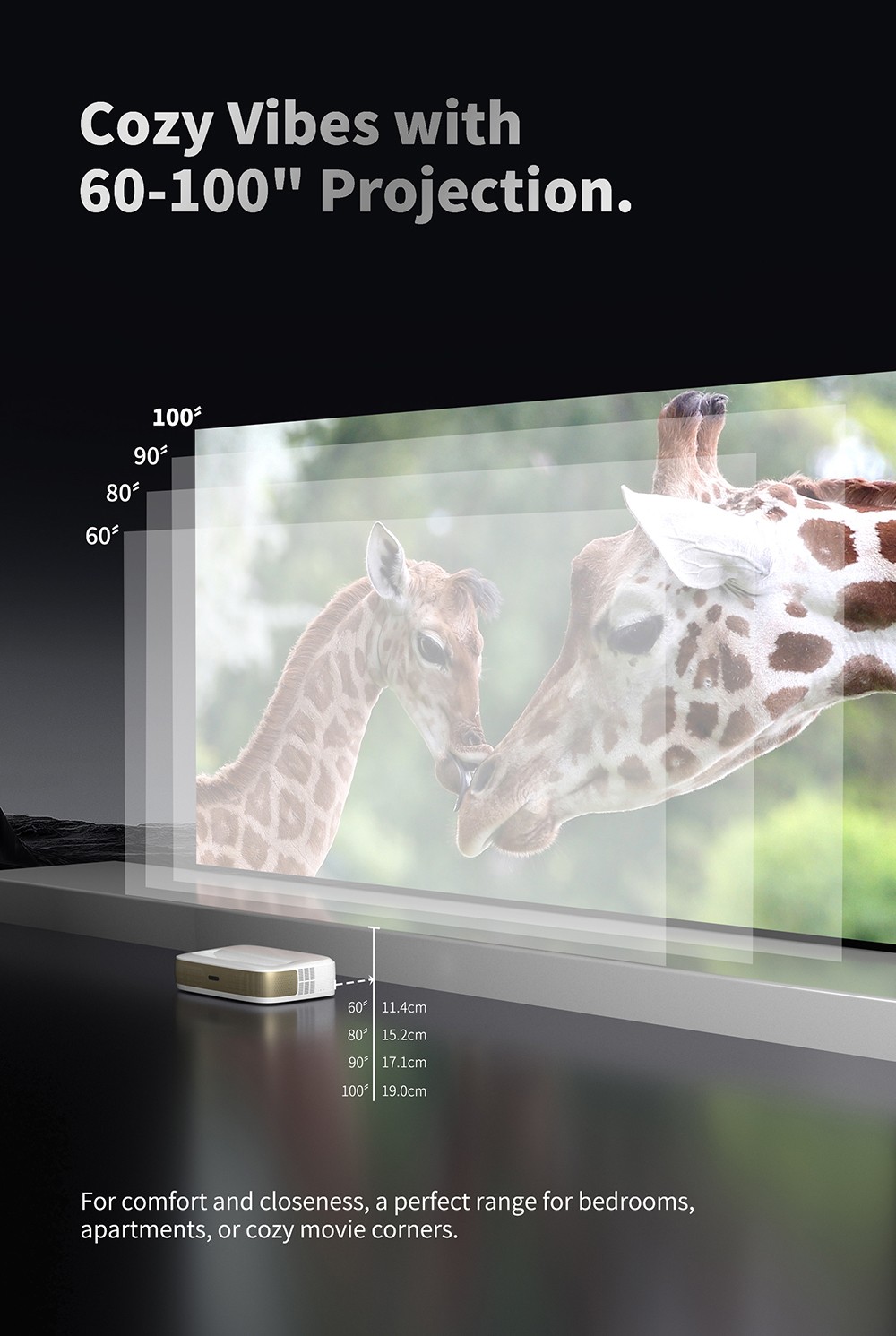 WUPRO G3 Mini UST Laser Projector,  Android TV & Google TV, 600 ANSI, Native 1080P, Auto Focus & Auto Keystone - Black