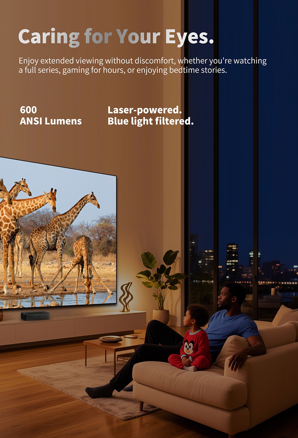 WUPRO G3 Mini UST Laser Projector,  Android TV & Google TV, 600 ANSI, Native 1080P, Auto Focus & Auto Keystone - Black