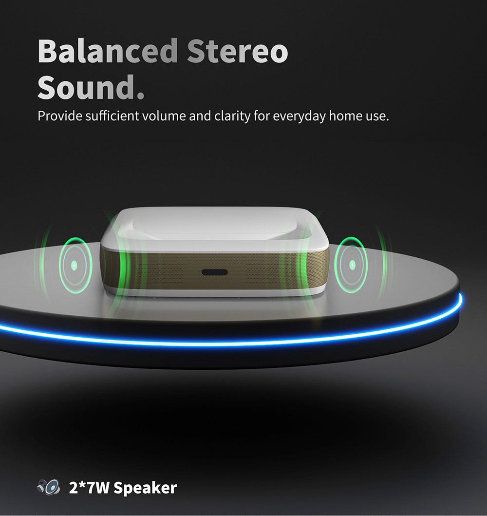 WUPRO G3 Mini UST Laser Projector,  Android TV & Google TV, 600 ANSI, Native 1080P, Auto Focus & Auto Keystone - Black