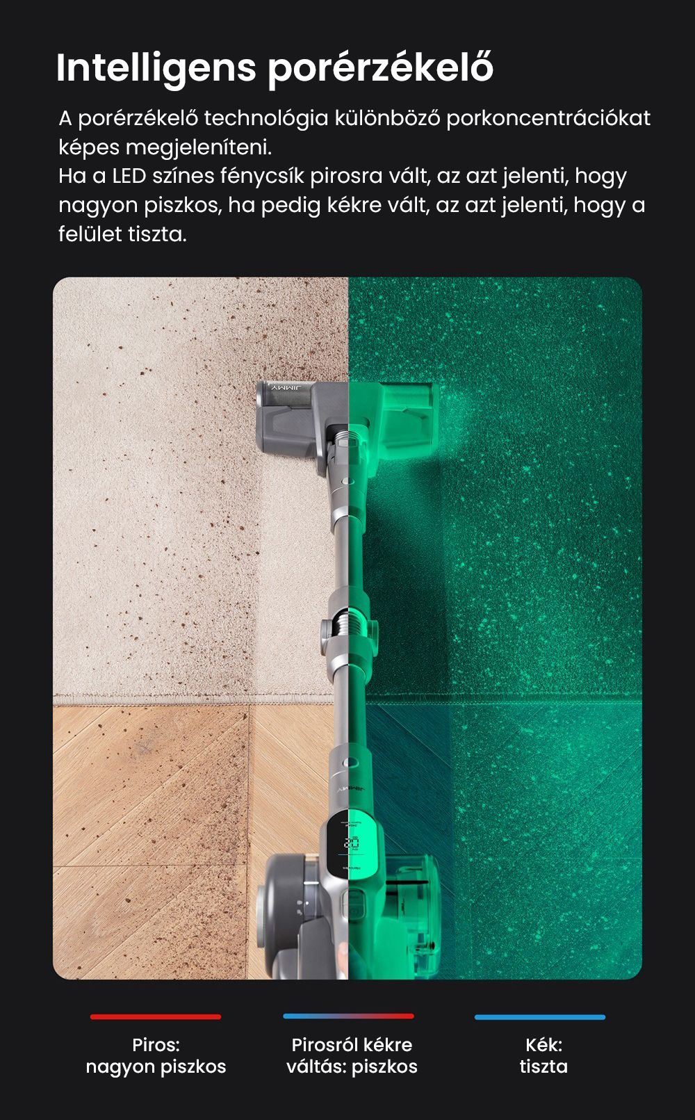 JIMMY H10 Flex akkus k&eacute;zi porsz&iacute;v&oacute;, 245 AW sz&iacute;v&oacute;teljes&iacute;tm&eacute;ny, 4 tiszt&iacute;t&aacute;si m&oacute;d, 0,6 literes porzs&aacute;k, 2500 mAh akkumul&aacute;tor