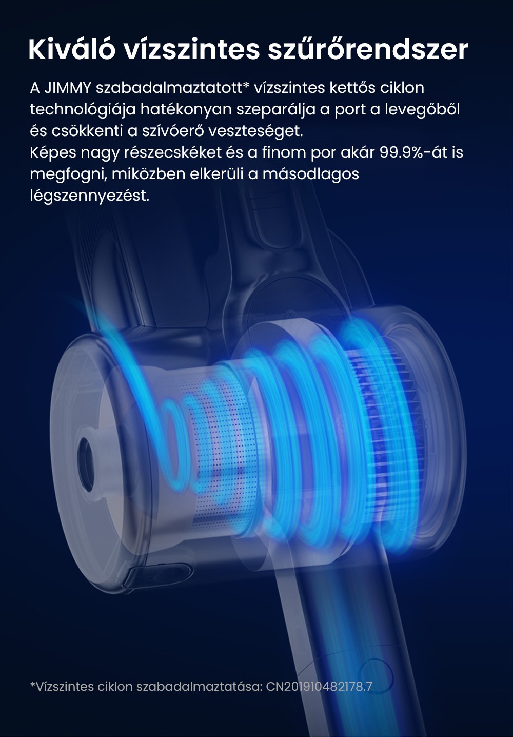 JIMMY H10 Flex akkus k&eacute;zi porsz&iacute;v&oacute;, 245 AW sz&iacute;v&oacute;teljes&iacute;tm&eacute;ny, 4 tiszt&iacute;t&aacute;si m&oacute;d, 0,6 literes porzs&aacute;k, 2500 mAh akkumul&aacute;tor