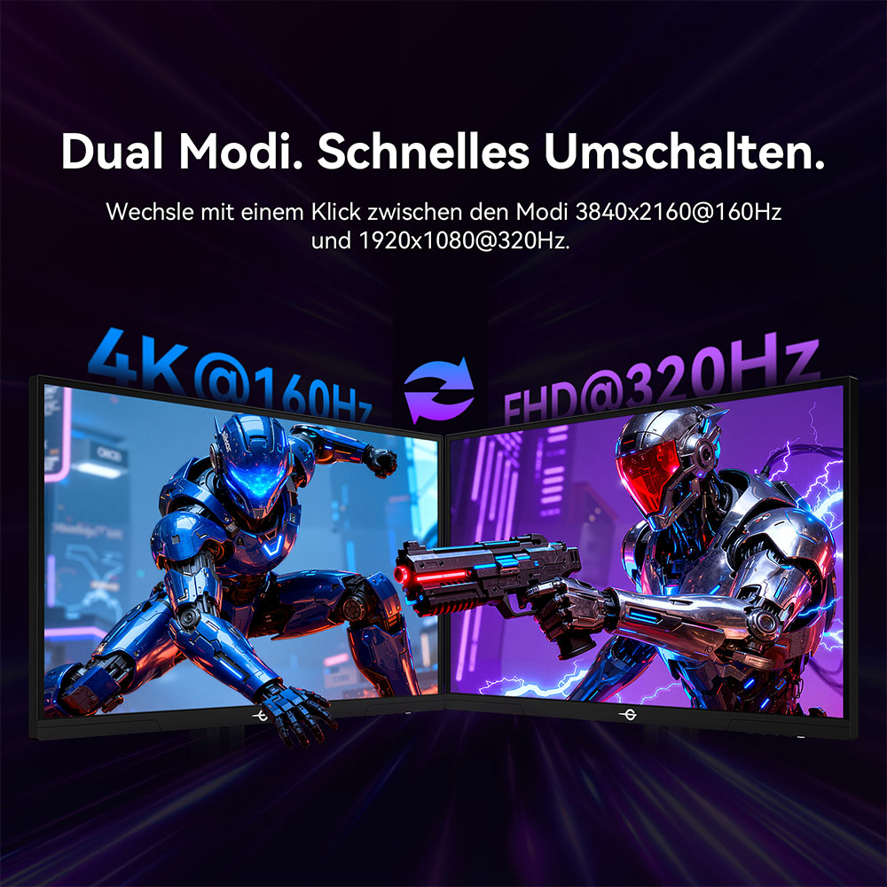 TITAN ARMY P2712V Gaming-Monitor, 27 Zoll Fast IPS, 3840&times;2160@160Hz & 1920&times;1080@320Hz, HDR400, 12 Szenario-Modi, Game Assist, 1ms GTG-Reaktionszeit, Dynamic OD, RGB-Gaming-Beleuchtung, Low Blue Light, 2*HDMI 2.1, 2*DP 1.4, 1*Audio