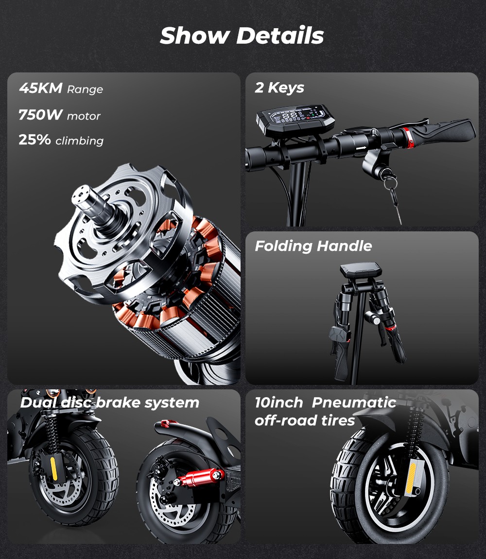 iScooter iX4 Trottinette électrique, 10 pouces, Moteur 800W, Vitesse maximale 45km/h, Batterie 48V 15Ah, Jusqu'à 40-45km Autonomie, Contrôle par application, Voyant d'avertissement corporel