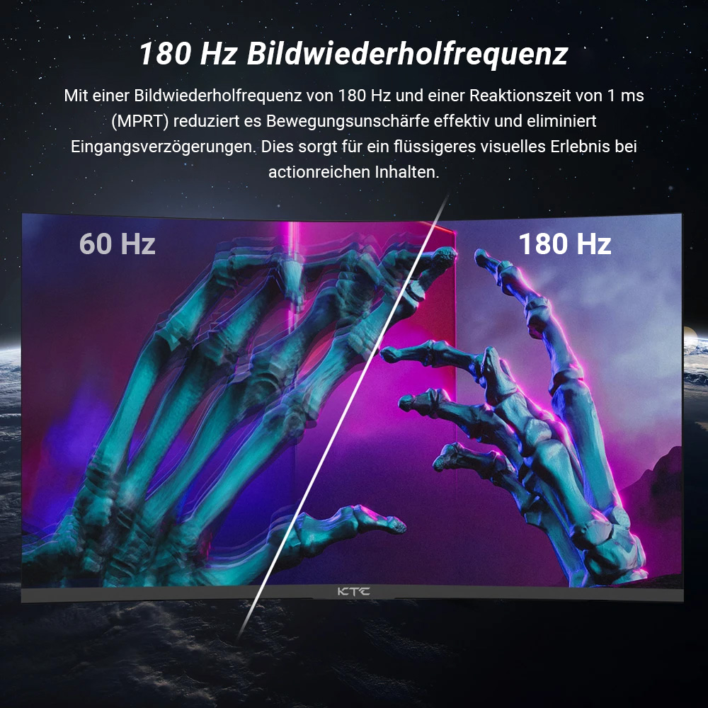 KTC H27S17 Gaming-Monitor 27 Zoll 2560x1440 QHD 180Hz HVA Curved 1500R