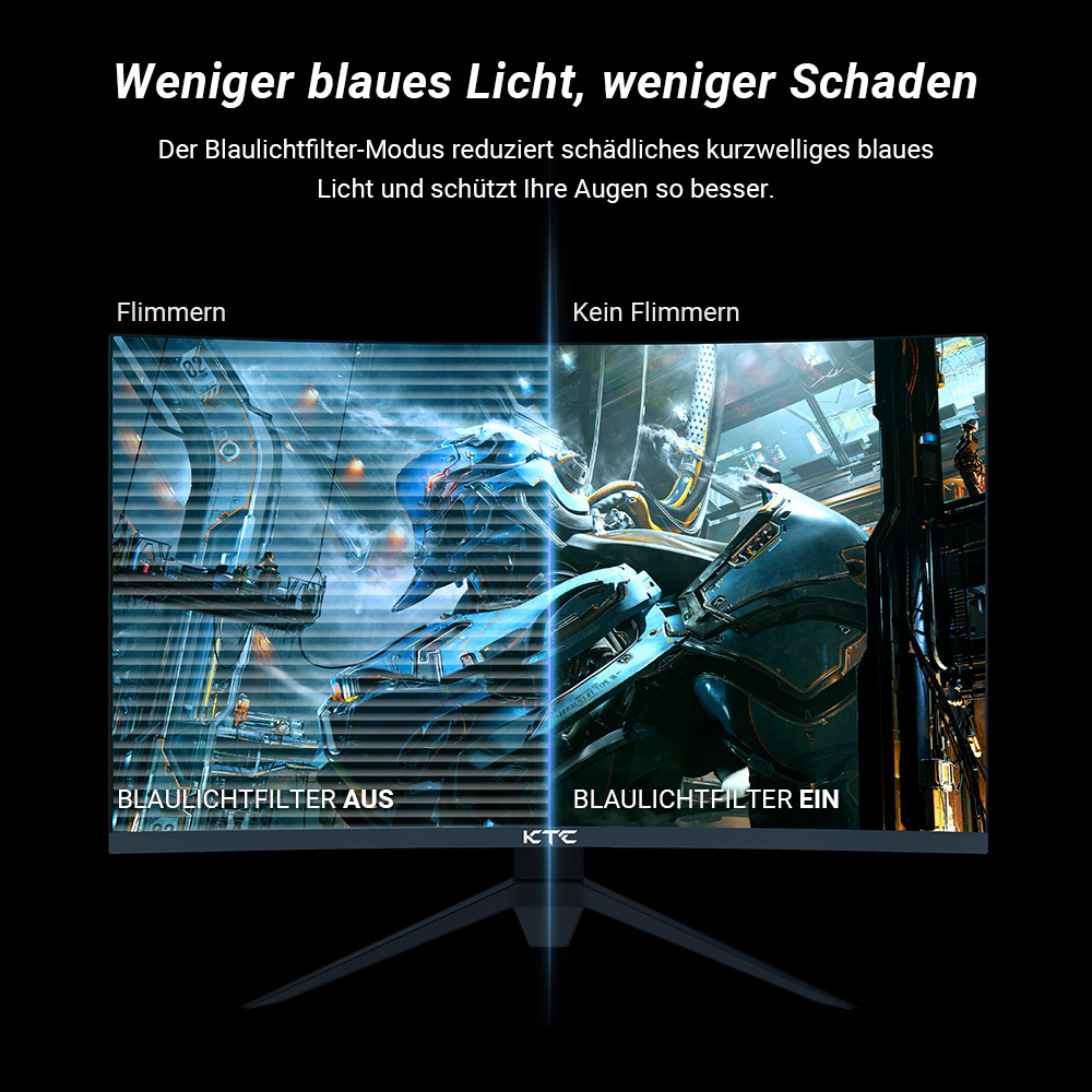 KTC H27S17 27 Zoll 1500R Curved Gaming-Monitor QHD 2560x1440 16:9 ELED 165Hz 99% sRGB 4000:1 Kontrastverh&auml;ltnis 1ms MPRT Reaktionszeit Geringe Bewegungsunsch&auml;rfe Kompatibel mit FreeSync G-Sync USB HDMI2.0 2xDP1.2 Audioausgang VESA-Halterung