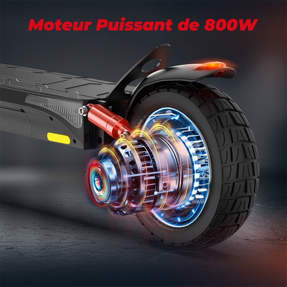 iScooter iX3 Trottinette électrique pliable, pneus pneumatiques de 10 pouces, moteur de 800 W, batterie de 10 Ah, vitesse maximale de 40 km/h, autonomie maximale de 40 km, hauteur de guidon réglable, contrôle par application - Noir