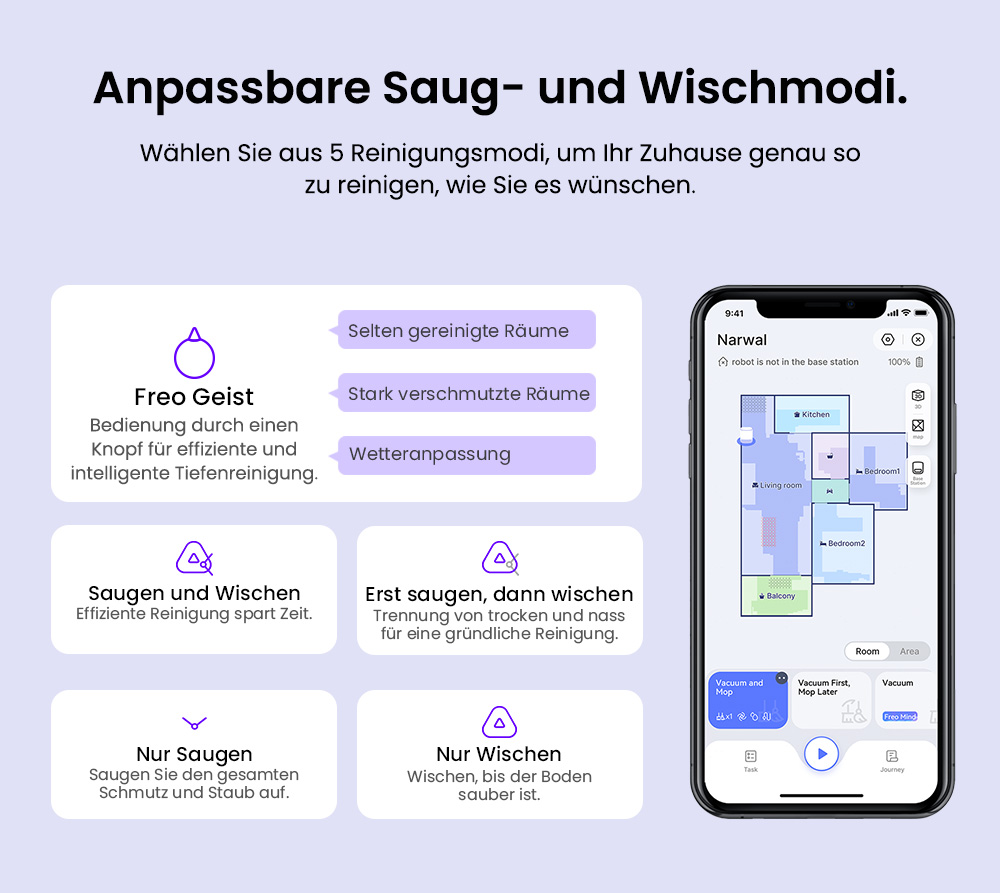 Narwal Freo X Ultra Roboterstaubsauger, 8200 Pa Saugleistung, 210 Min. Laufzeit, Tri-Laser-Navigation, Verwicklungsfreie schwimmende B&uuml;rste, 1-Liter-Einwegbeutel, 7-w&ouml;chige Staublagerung &ndash; EU-Stecker
