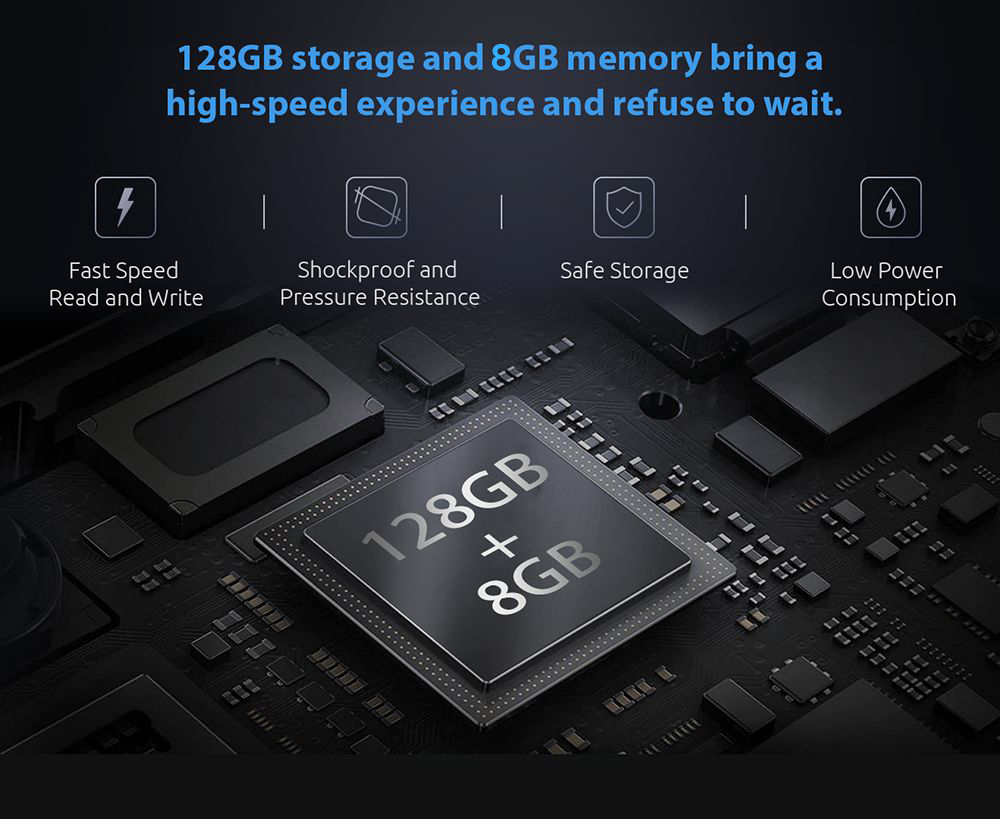 ERVPES B20E Mini PC, Intel J3710 4 jadrá max. 2,64GHz, 8GB RAM 128GB SSD, Dual Screen Display, WiFi 5 Bluetooth 5.0, 2*USB3.0, 2*USB2.0, 1*Slot na kartu micro SD, 1*HDMI, 1*VGA, 1*RJ45, 1*Slúchadlový konektor