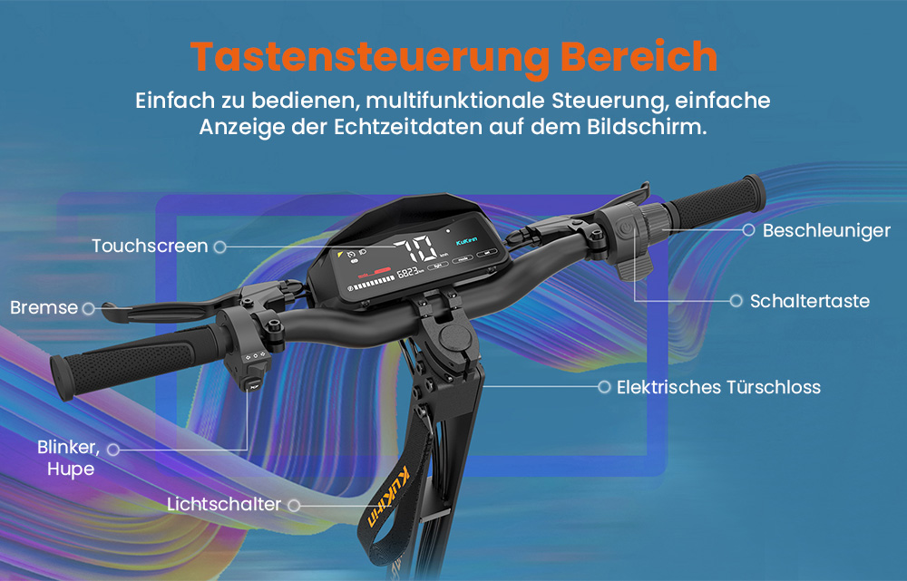 KuKirin G4 Elektroroller, 2 x 1000 W Motor, 60 V 20 Ah Akku, 11 Zoll Reifen, 70 km/h H&ouml;chstgeschwindigkeit, 75 km Reichweite, Scheibenbremsen vorne und hinten, Vierarm-Sto&szlig;d&auml;mpfer