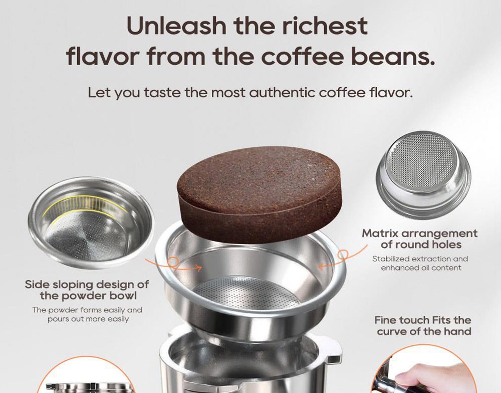 HiBREW H10A Semi Automatic Espresso Coffee Machine, 20Bar, Cold/Hot Coffee Maker - Silver