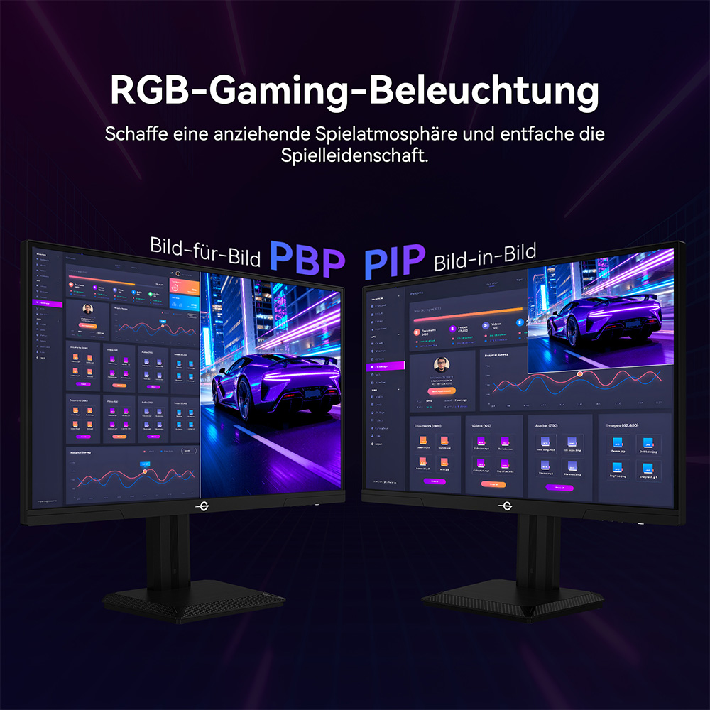 TITAN ARMY P2712V Gaming-Monitor, 27 Zoll Fast IPS, 3840&times;2160@160Hz & 1920&times;1080@320Hz, HDR400, 12 Szenario-Modi, Game Assist, 1ms GTG-Reaktionszeit, Dynamic OD, RGB-Gaming-Beleuchtung, Low Blue Light, 2*HDMI 2.1, 2*DP 1.4, 1*Audio