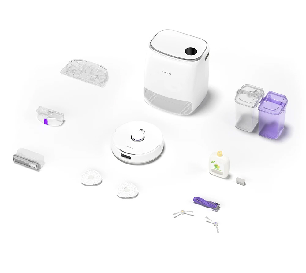 Narwal Freo X Ultra Aspirateur robot et balai avec lavage et vidage automatiques, puissance d'aspiration de 8200 Pa, brosse flottante anti-emm&ecirc;lement, levage automatique du balai jusqu'&agrave; 12 mm, station de base tout-en-un
