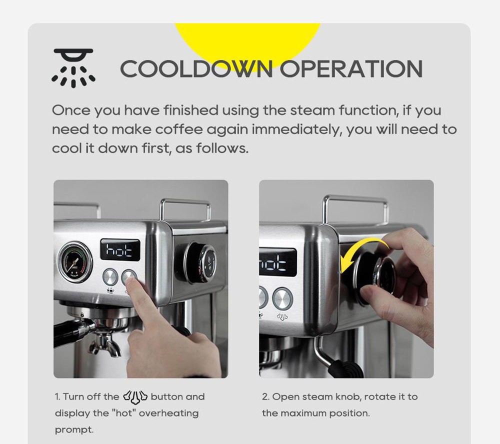 HiBREW H10A Semi Automatic Espresso Coffee Machine, 20Bar, Cold/Hot Coffee Maker - Silver