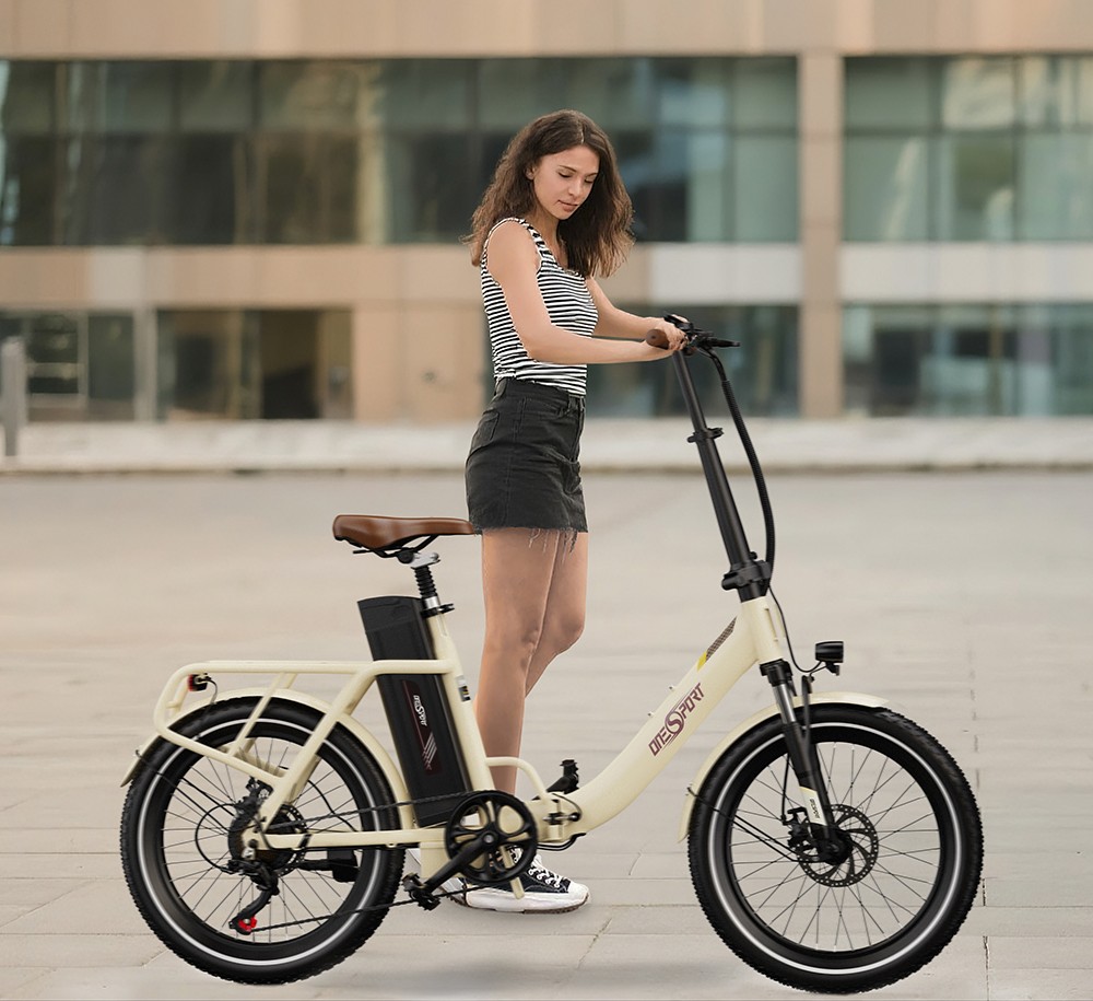ONESPORT OT16 elektromos kerékpár 20*3.0 hüvelykes gumiabroncsok, 48V 17Ah akkumulátor 25km/h maximális sebesség 3 vezetési mód 7 sebességes váltó, tárcsafékek - fehér