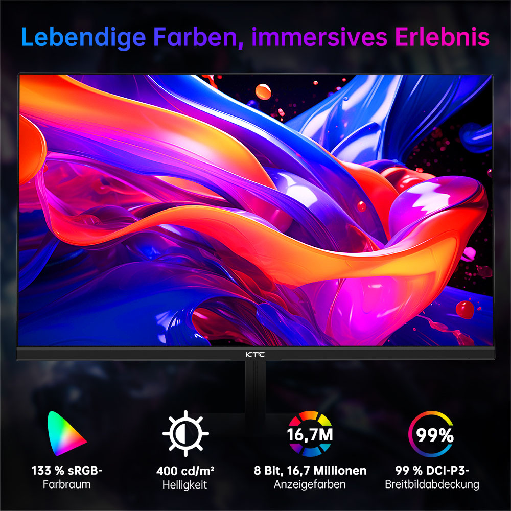KTC H24F8 Gaming-Monitor, 23,8 Zoll 1920 x 1080 16:9 Fast IPS-Bildschirm, 190 Hz Bildwiederholfrequenz, 1 ms Reaktionszeit, HDR10, 135 % sRGB, Adaptive Sync, Dynamic Action Sync, Game Assist, Low Blue Light und TFlicker-frei
