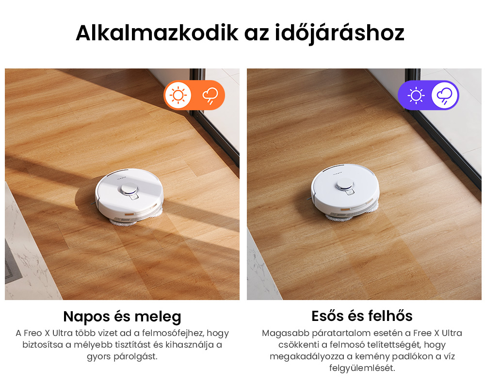 Narwal Freo X Ultra Robot Porsz&iacute;v&oacute; &eacute;s Felmos&oacute; Automatikus Mos&aacute;ssal &eacute;s &Ouml;n&uuml;r&iacute;t&eacute;ssel, Erős 8200Pa Sz&iacute;v&oacute;erővel, Nulla Gubancol&oacute;d&aacute;sg&aacute;tl&oacute; Lebegő Kef&eacute;vel, Automatikus Felmos&oacute; Emel&eacute;s 12 mm-ig, All-in-One Alap&aacute;llom&aacute;s