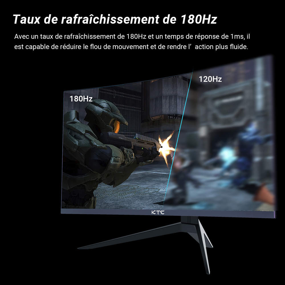 Moniteur de jeu KTC H27S17 27 pouces 2560x1440 QHD 180Hz HVA incurv&eacute; 1500R