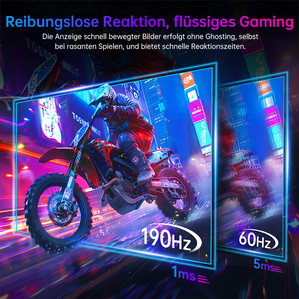 KTC H24F8 Gaming-Monitor, 23,8 Zoll 1920 x 1080 16:9 Fast IPS-Bildschirm, 190 Hz Bildwiederholfrequenz, 1 ms Reaktionszeit, HDR10, 135 % sRGB, Adaptive Sync, Dynamic Action Sync, Game Assist, Low Blue Light und TFlicker-frei