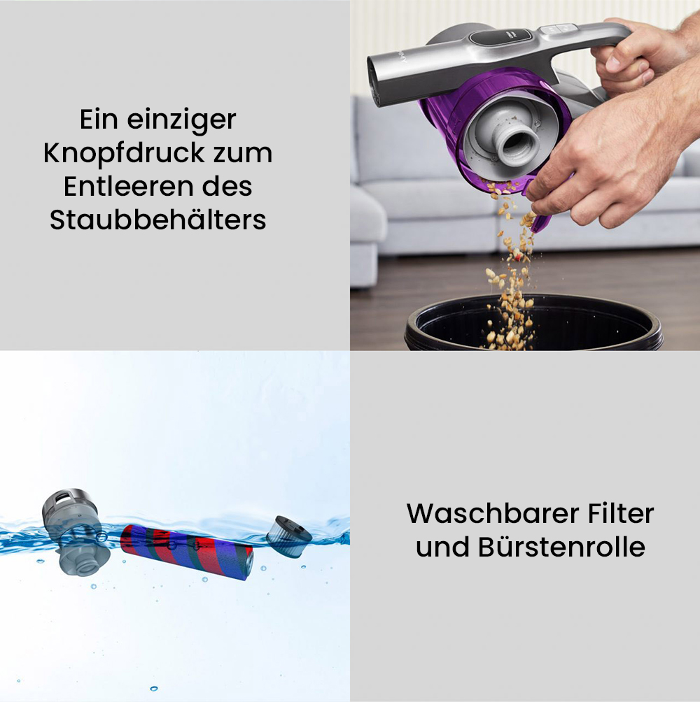 JIMMY JV85 Pro Wischversion, flexibler kabelloser Handstaubsauger, 2-in-1, Staubsaugen und Wischen, 200 AW starke Saugleistung, 550 W digitaler b&uuml;rstenloser Motor, 70 Minuten Laufzeit, 200 ml Wassertank, extrem leise &ndash; Lila