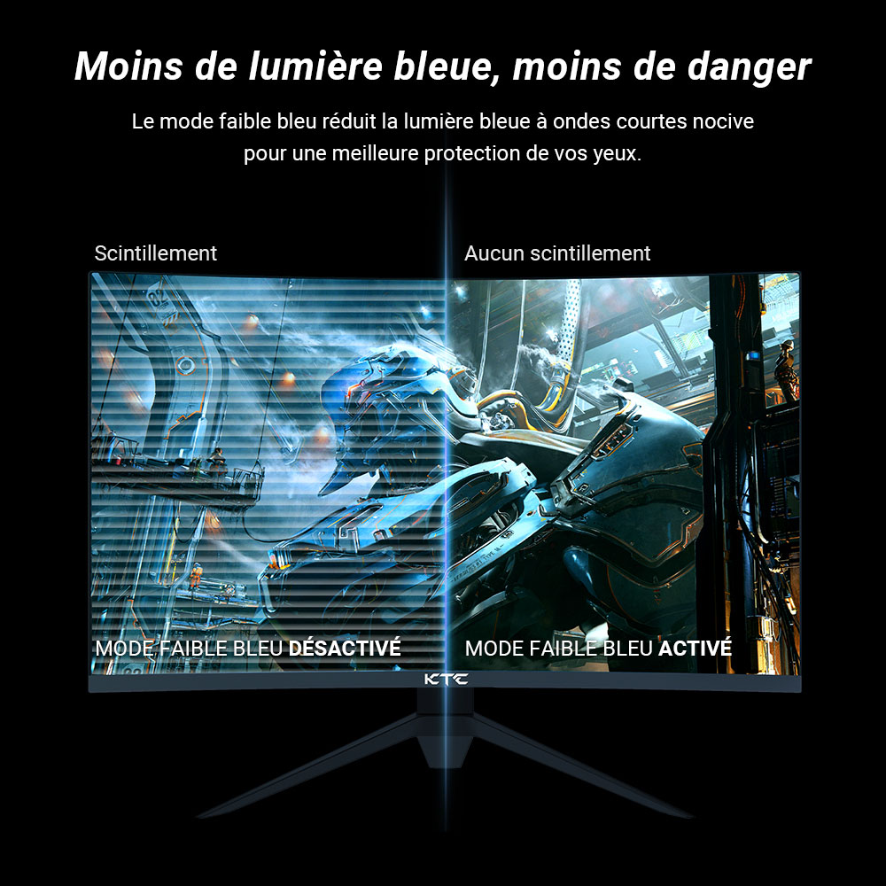 KTC H27S17 Moniteur de jeu incurv&eacute; 27 pouces 1500R QHD 2560 x 1440 16:9 ELED 165 Hz 99 % sRGB 4000:1 Rapport de contraste 1 ms Temps de r&eacute;ponse MPRT Faible flou de mouvement Compatible avec FreeSync G-Sync USB HDMI2.0 Sortie audio 2xDP1.2 Support VESA