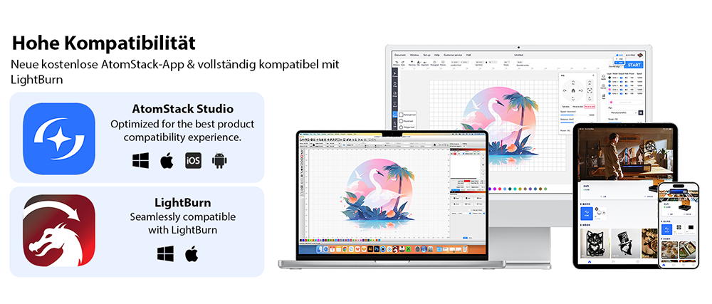 ATOMSTACK P1 5W Diodenlaser-Gravierer - Hochgeschwindigkeits-DIY-Laserggravurmaschine für Holz, Leder und mehr