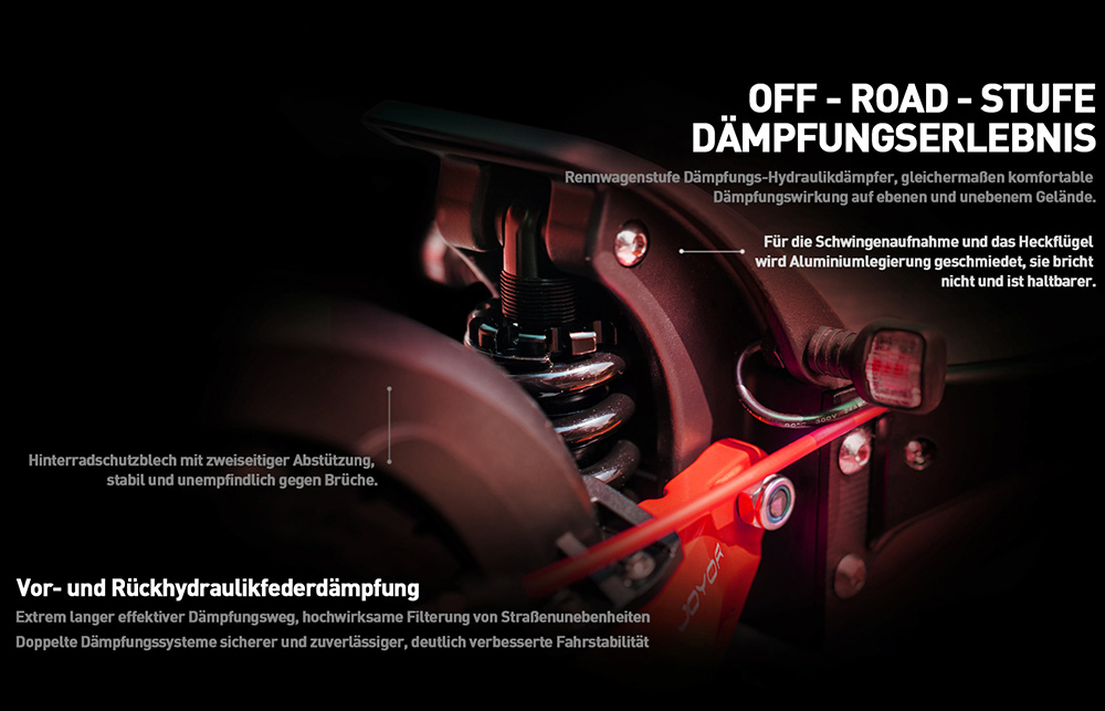 Joyor T6E Pro Elektroroller mit ABE-Zertifizierung, 500W Motor, 48V 18Ah Akku, 10 Zoll Reifen, 20 km/h H&ouml;chstgeschwindigkeit, 90 km Reichweite, mechanische Scheibenbremsen vorne und hinten, hydraulische Federsto&szlig;d&auml;mpfer vorne und hinten