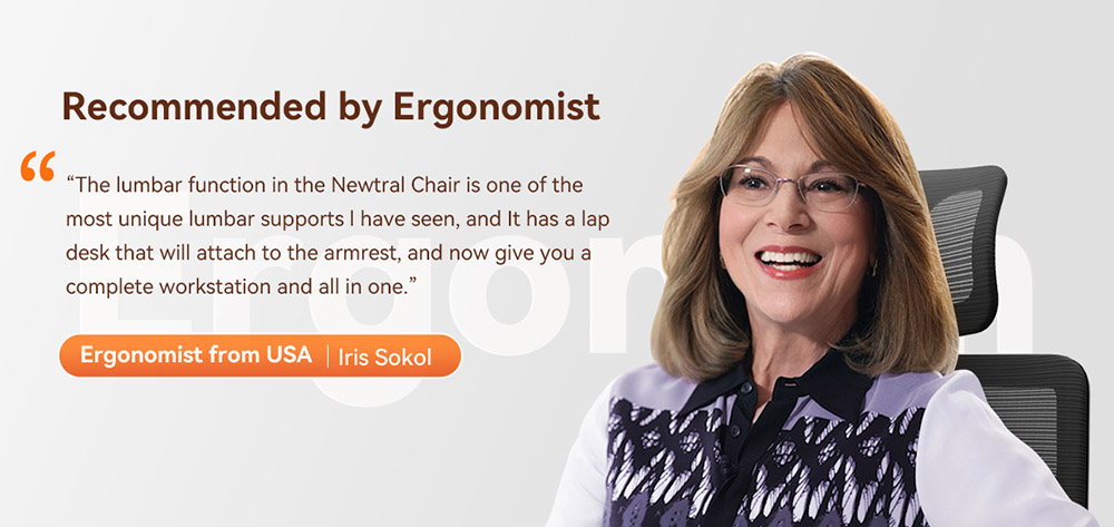 NEWTRAL MAGICH003 Chaise ergonomique avec bureau amovible (Mise à niveau), dossier à suivi automatique, support lombaire adaptatif, profondeur d'assise réglable, accoudoir inclinable 3D, 3 positions à verrouiller