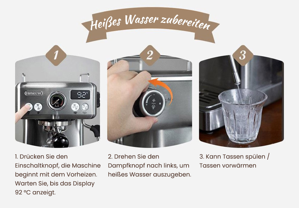HiBREW H10A Halbautomatische Espressomaschine, 19 Bar Druck, Milchaufsch&auml;umer, Temperatur einstellbar, 58 mm Kaffeestampfer, 350 ml Krug, Tassenw&auml;rmer, Kalt-/Hei&szlig;kaffeemaschine