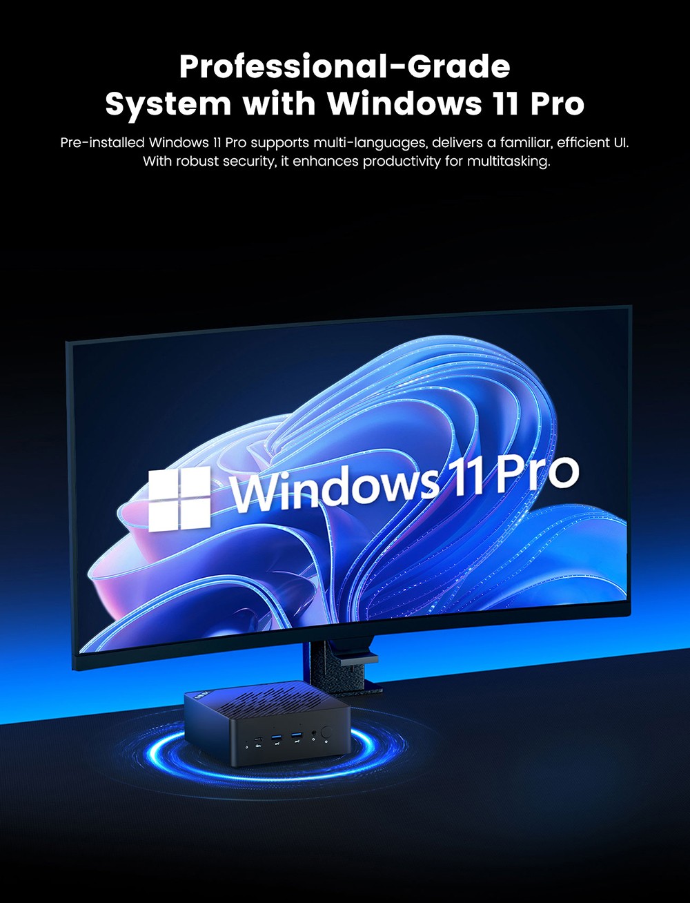 MINIX ER936-AI Mini PC, processeur AMD Ryzen AI 9 365 &agrave; 10 c&oelig;urs (jusqu'&agrave; 5 GHz), 32 Go de RAM DDR5, SSD de 1 To, affichage quadruple (HDMI + DP + 2 ports USB-C), Wi-Fi 6E, Bluetooth 5.2, double port RJ45 2,5 GHz, 3 ports USB 3.2, 1 prise audio