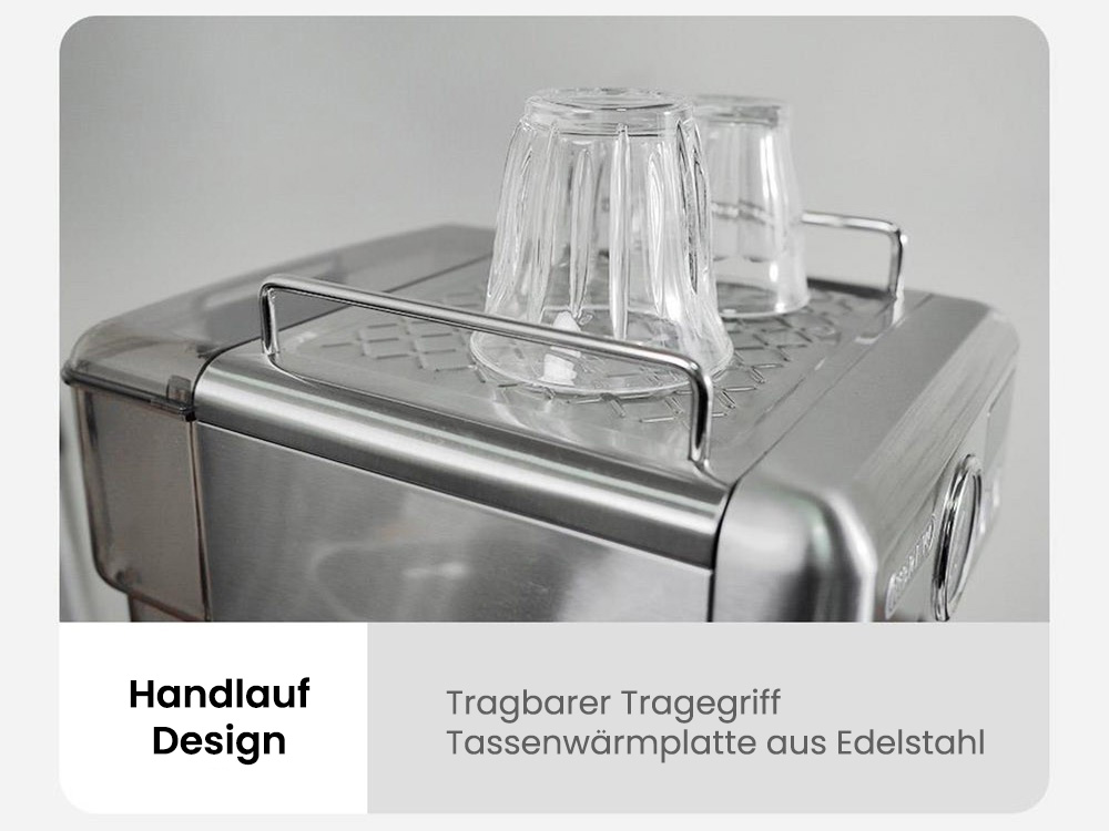 HiBREW H10A Halbautomatische Espressomaschine, 19 Bar Druck, Milchaufsch&auml;umer, Temperatur einstellbar, 58 mm Kaffeestampfer, 350 ml Krug, Tassenw&auml;rmer, Kalt-/Hei&szlig;kaffeemaschine