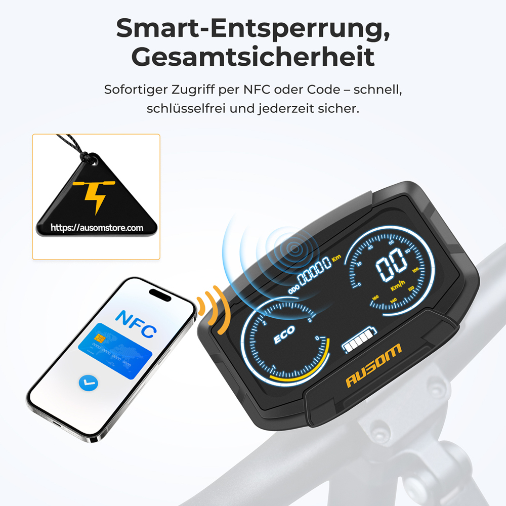 Ausom L1 Max Elektroroller, 1000-W-Motor, 48-V-20,8-Ah-Akku, 10-Zoll-Reifen, 50 km/h H&ouml;chstgeschwindigkeit, 90 km Reichweite, Doppelscheibenbremse, Schwingarm-Federung, NFC- und Passcode-Entsperrung