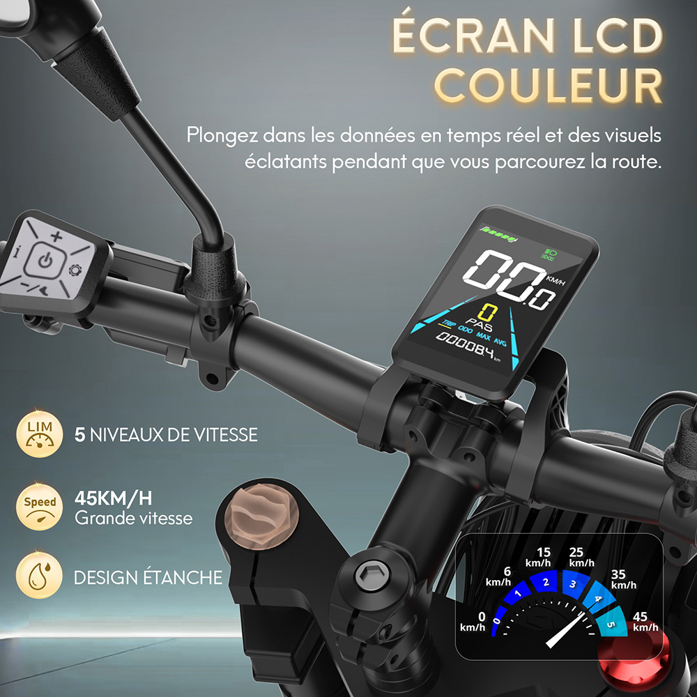 Fafrees F20 Ultra Vélo électrique version certifiée EU L1e-B, moteur 750W, batterie 48V 25Ah, pneus 20*5 pouces, vitesse maximale 45km/h, autonomie maximale 140km, freins à disque hydrauliques, suspension hydraulique, Shimano 7 vitesses - Noir