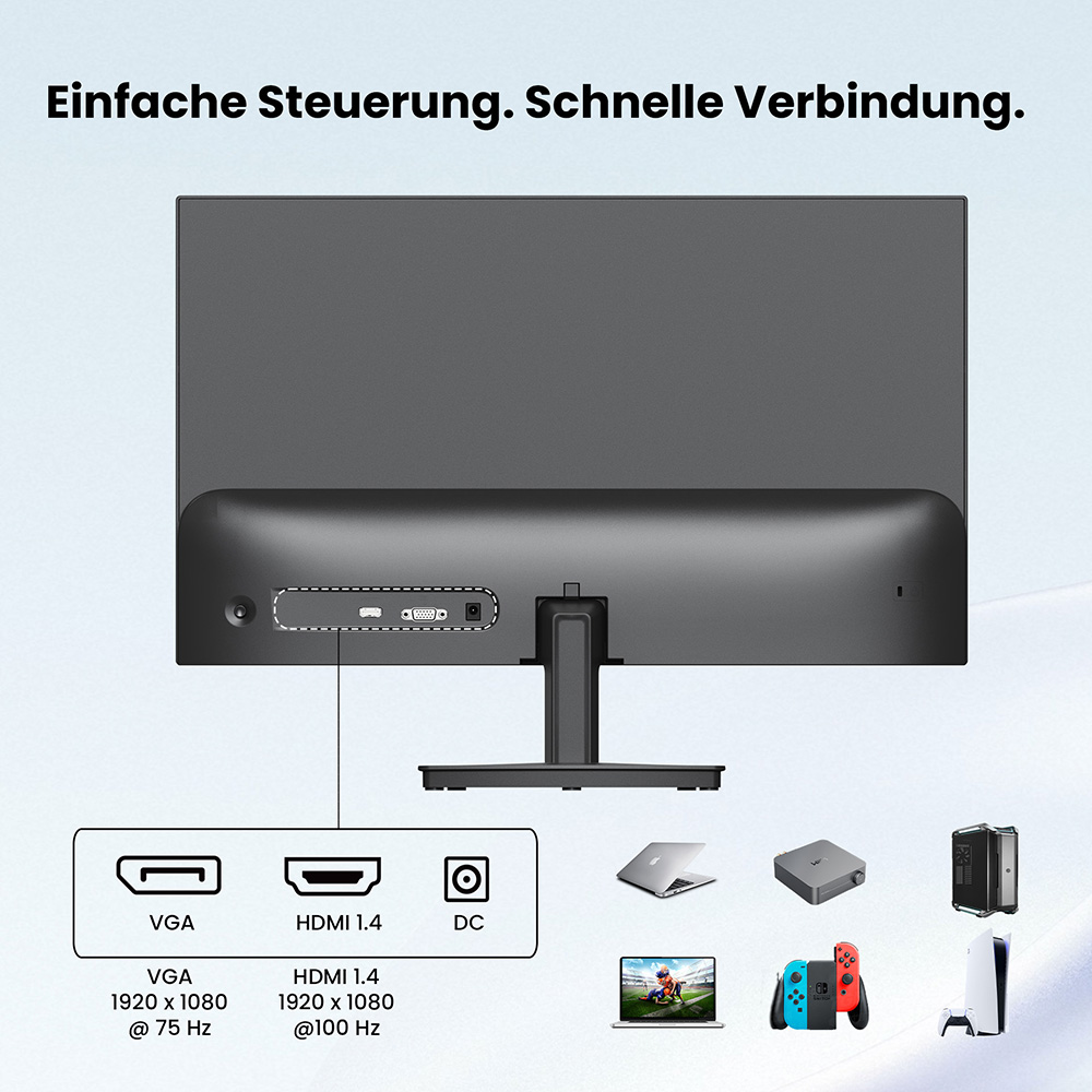 KTC H24B9 B&uuml;romonitor, 23,8 Zoll, 100 Hz, 1920 x 1080 VA-Panel, Kontrastverh&auml;ltnis 4000:1, 1 x HDMI, 1 x VGA, Blaulichtfilter