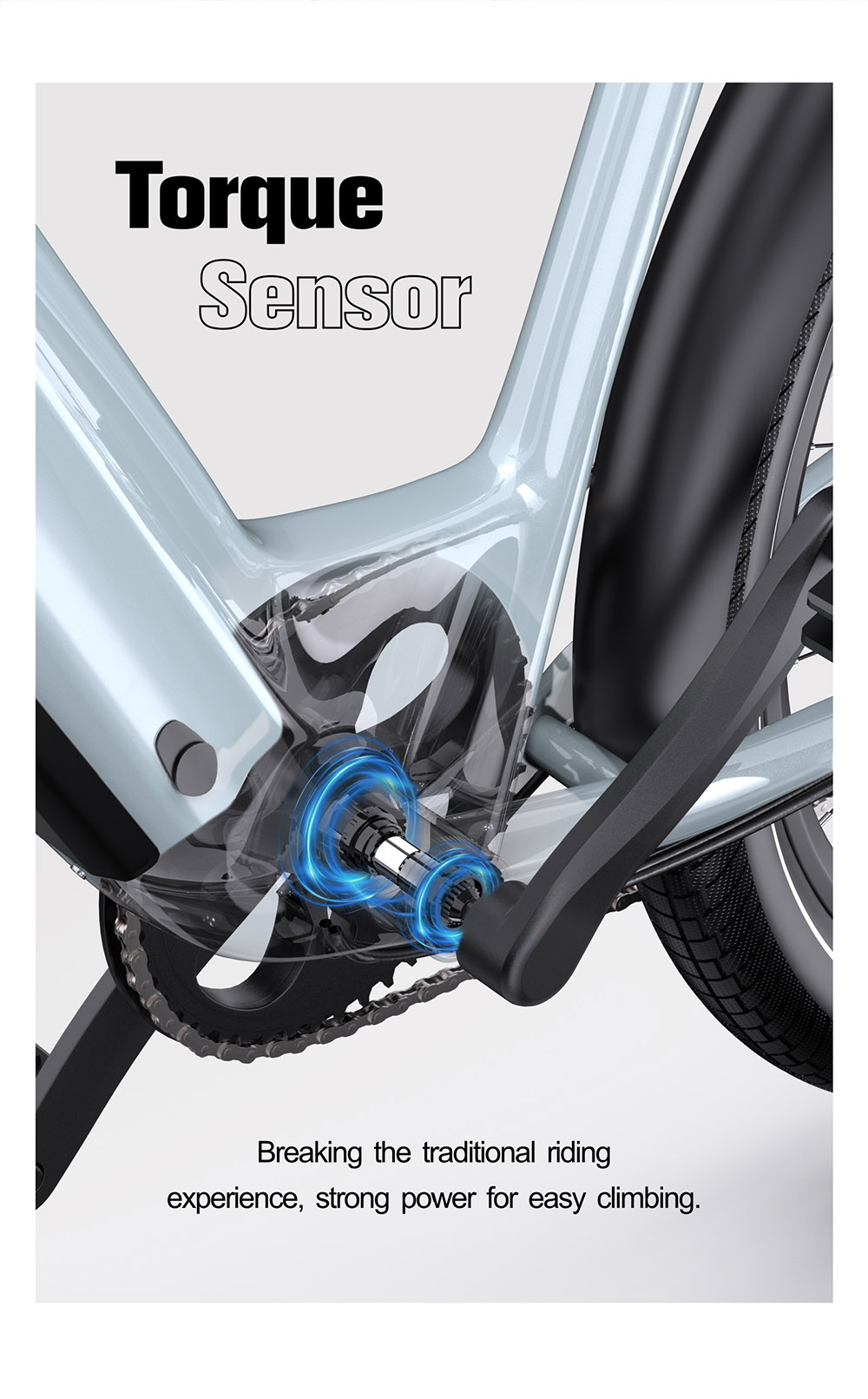 ONESPORT OT05 Electric Bike, 27.5' Aluminum Frame, 250W ANANDA Motor, 36V 18.2Ah Battery, 25km/h Max Speed, 60-120km Range, Oil Disc Brake, Shimano 7 Speed, Torque Sensor, 100kg Max Load - Blue Grey