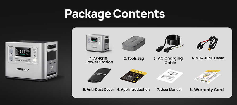 AFERIY P210 Portable Power Station, 2400W AC Output, 2048Wh LiFePO4 Battery, 13 Outputs, 2H Fast AC Recharge, 500W Solar Input & App Control