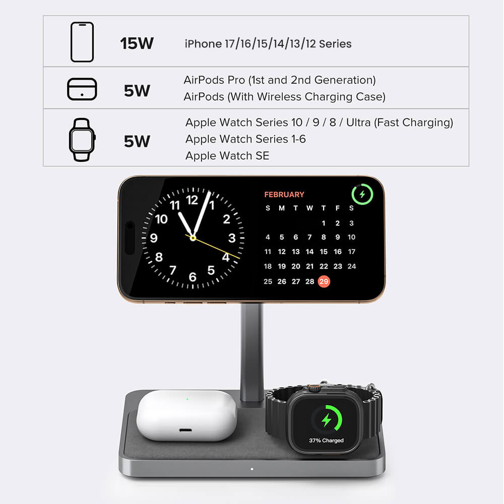 ZIKE Z557C 3-in-1 Qi2 Magnetischer kabelloser Ladest&auml;nder
