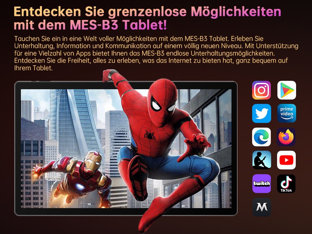 MESWAO B3 Tablet, 15,6 Zoll 1920*1080 IPS Bildschirm, MTK Helio G99 8 Kerne, 6GB RAM 128GB ROM, Android 14, WiFi 5 Bluetooth 5.0, 12000mAh Akku, 32MP+5MP Kamera, 4* Lautsprecher - EU Stecker, Grau